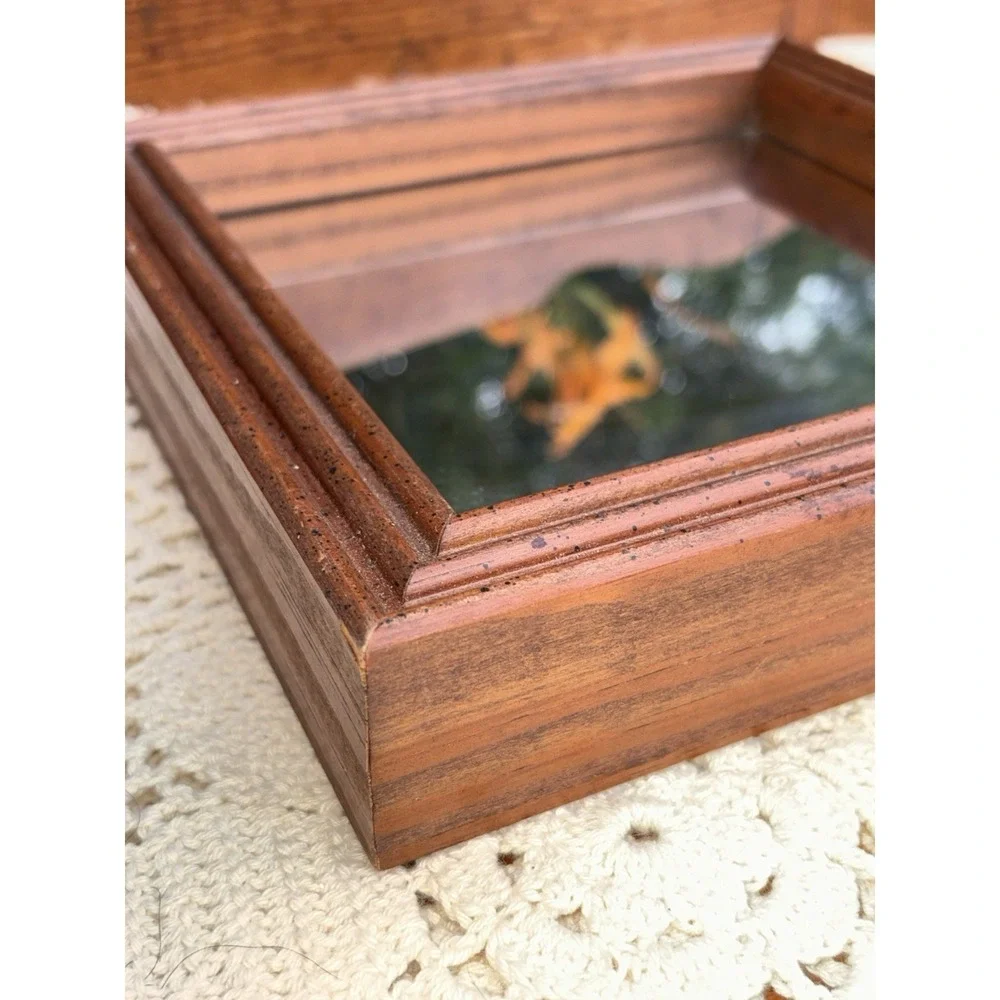 Vintage Square Wood Framed Mirror 8 1/4